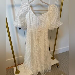 Elegant White Polka Dot Dress